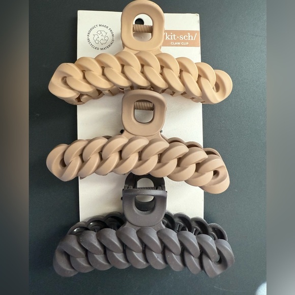 Kitsch Accessories - Kitsch Braided Claw Clip-3pc Neutral